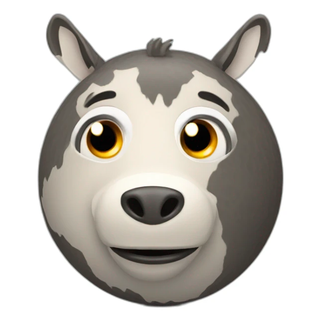 3d sphere with a cartoon Donkey skin texture with big courageous eyes sticker