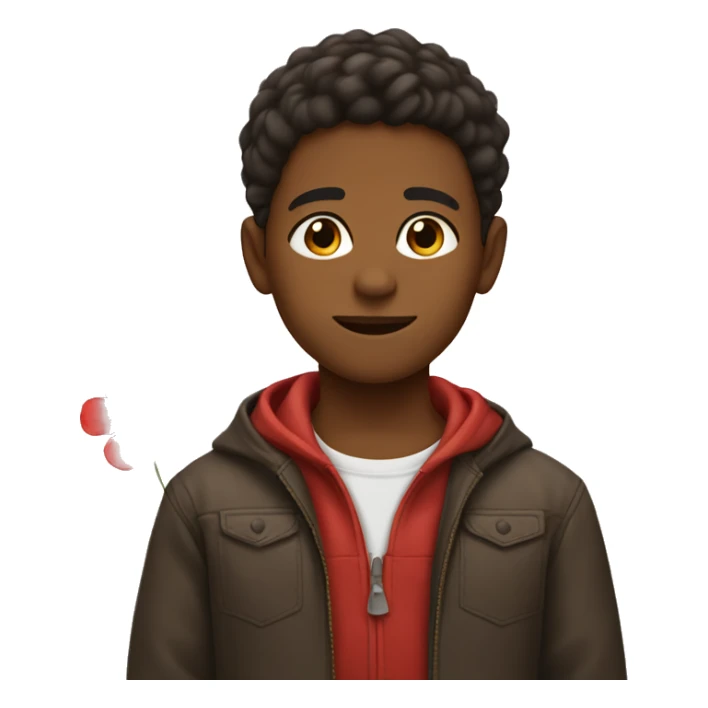 Brown-skinned boy with a red flower behind his ear. sticker