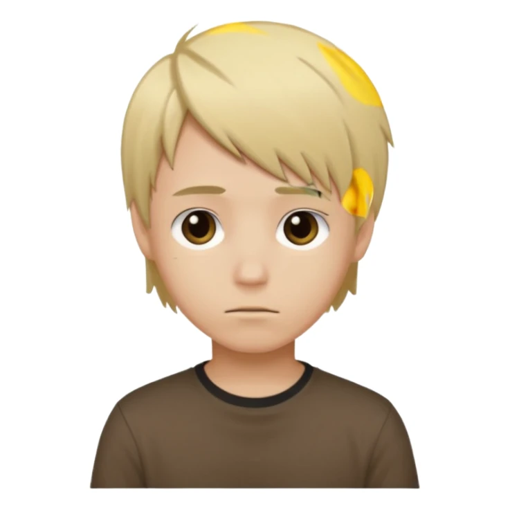 boy with blonde hair emo, shirt color brown sticker