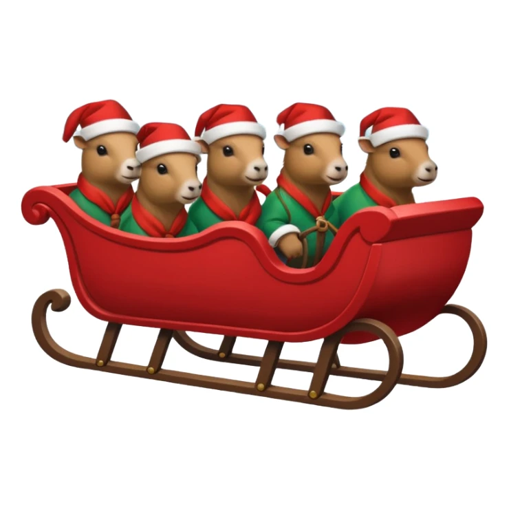 now make alot  of capybaras pulling a sleigh with santa hats sticker