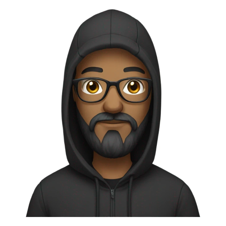 Bald man with Glases with a thick black beard black hoodie sticker