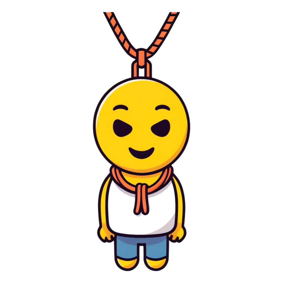 Emoji with a rope around his neck sticker