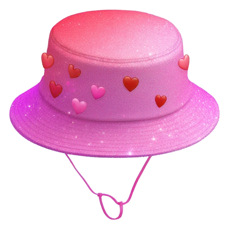 Pink ombre bucket hat with hearts and glitter sticker