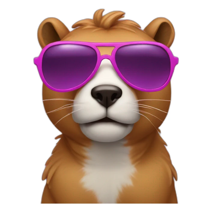 Cappibara with a purple had an pink sunglasses sticker