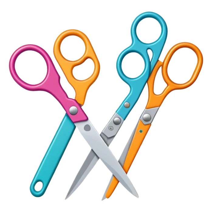 pair of scissors and cut paper shapes, fun and inviting sticker