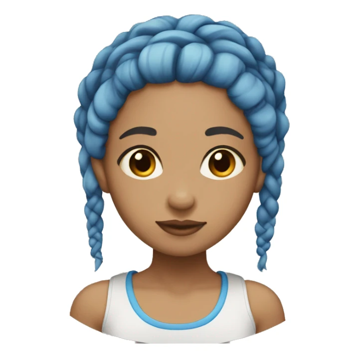 Light skin girl with blue braids brown eyes  sticker