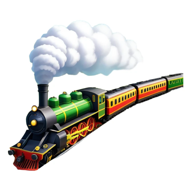 An icon showing a vibrant PC game train simulator scene with a steam locomotive traveling through a colorful countryside. The design features lush landscapes, winding tracks, and detailed railway elements, symbolizing the strategy and creativity of simulation games. Transparent background sticker