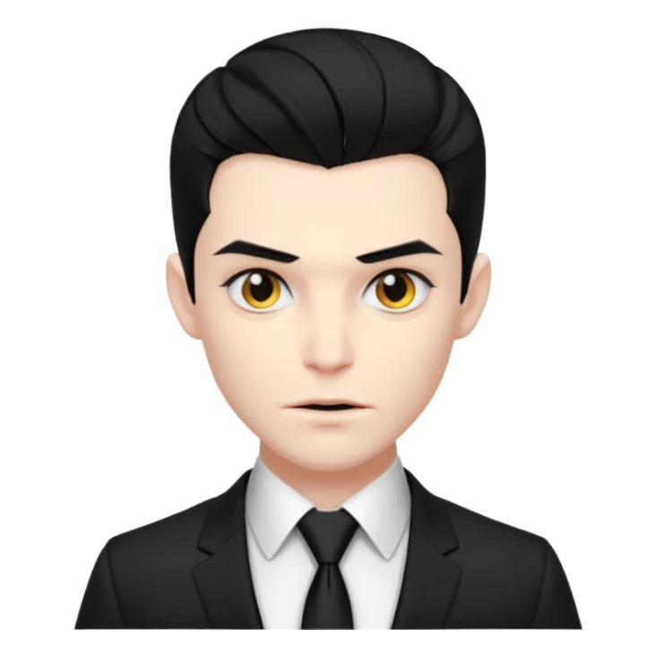 {
      "type": "human",
      "look": "modern vampire, slick hairstyle, dark suit, loosened tie",
      "description": "a modern vampire with a slick hairstyle in a dark suit and loosened tie"
    } sticker