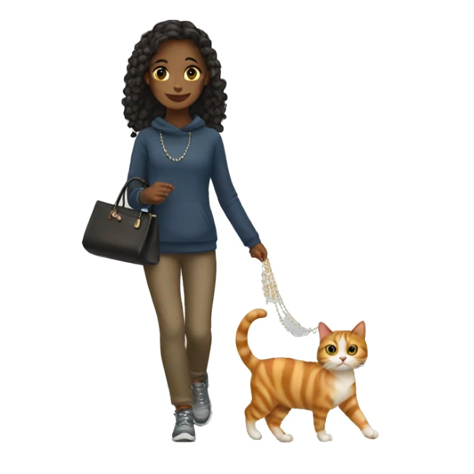 Girl with jewelry walking her cat  sticker