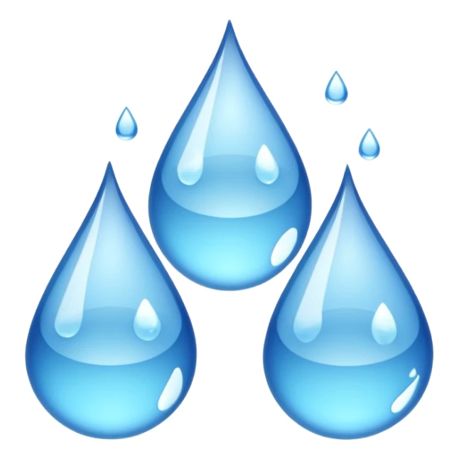 three equally sized droplets stacked on top of each other with two other droplets going outward from the middle droplet sticker