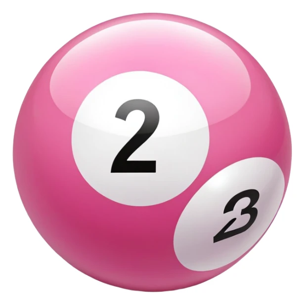 pink billiard ball with the number 23 inside a white circle sticker