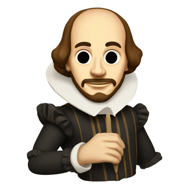 Shakespeare holds a tragic mask in his hand sticker