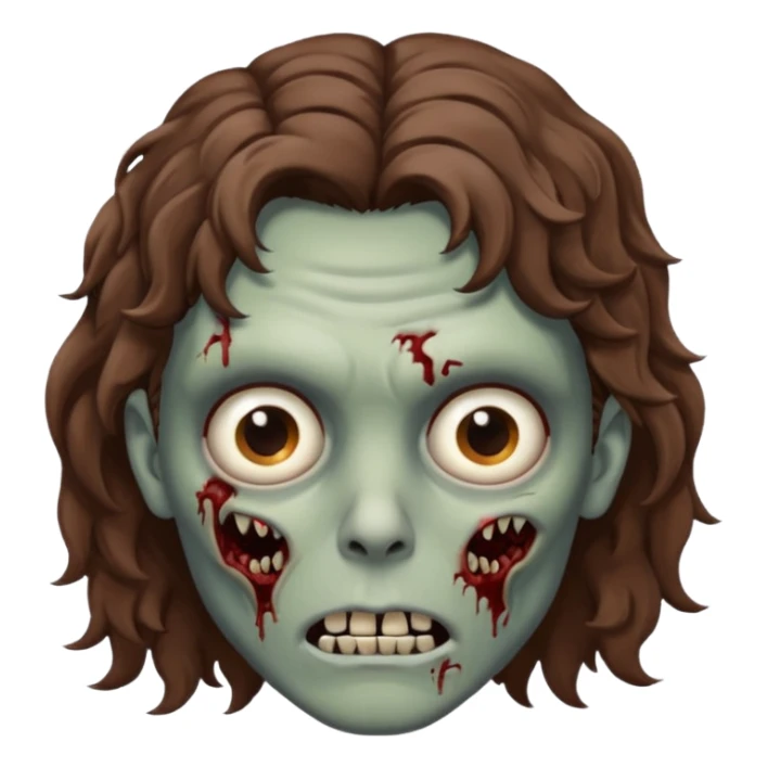 Zombie with lil bit curly medium brown hair sticker