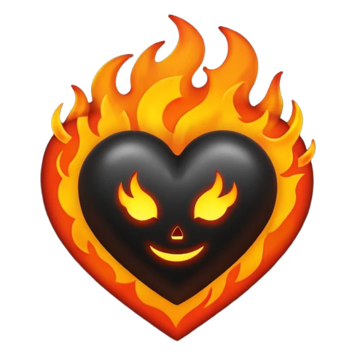 black heart emoji surrounded by flames sticker