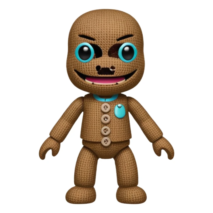 Make me a realistic Sackboy character from littlebigplanet game sticker