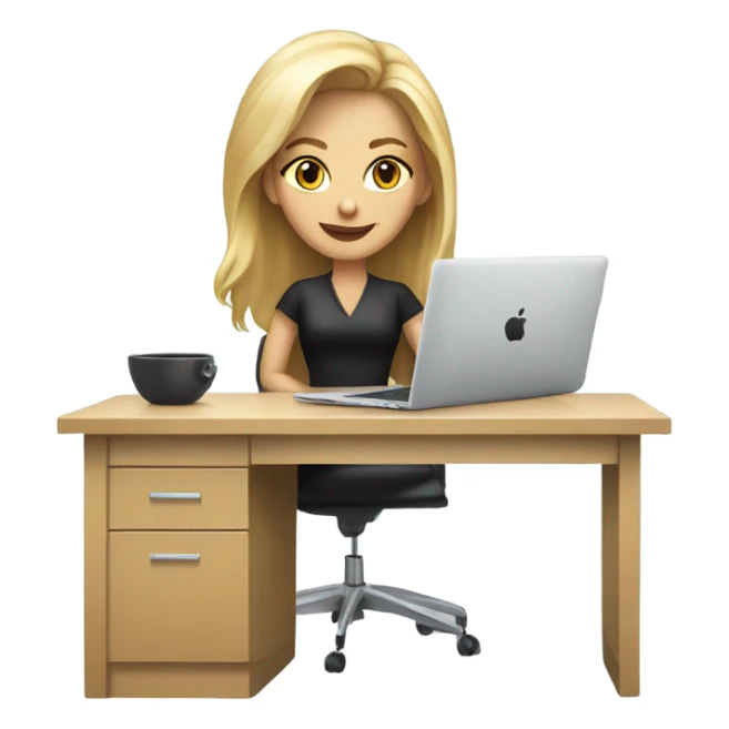 Desk with macbook, pcb european blond with classs sticker