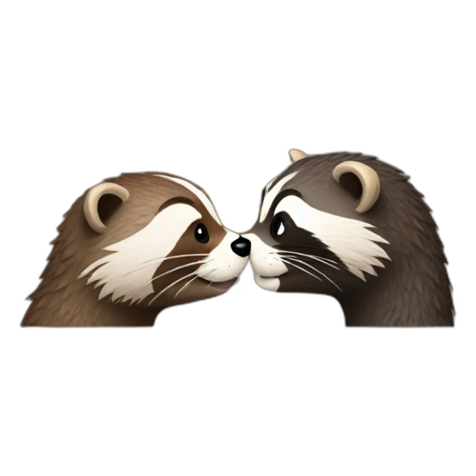 otter and raccoon kissing sticker