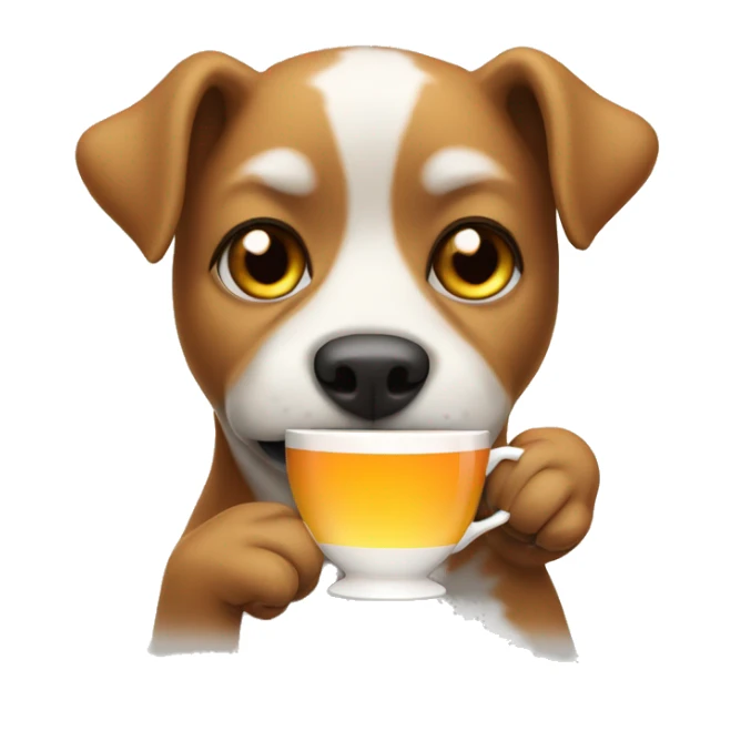 dog drink a cup of tea sticker