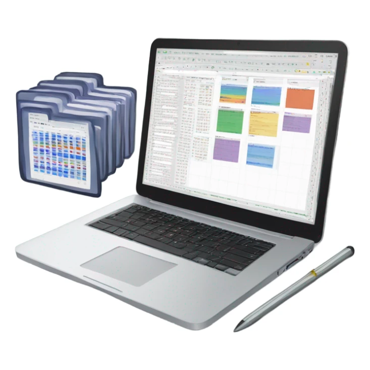 Give me an emoji of a laptop or desktop displaying Excel templates. sticker