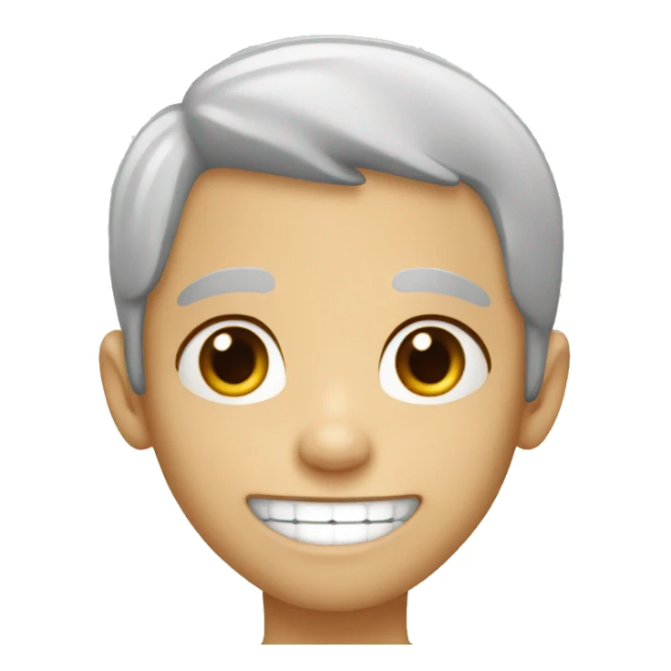 Boy, with white hair, freckles and chipped teeth sticker