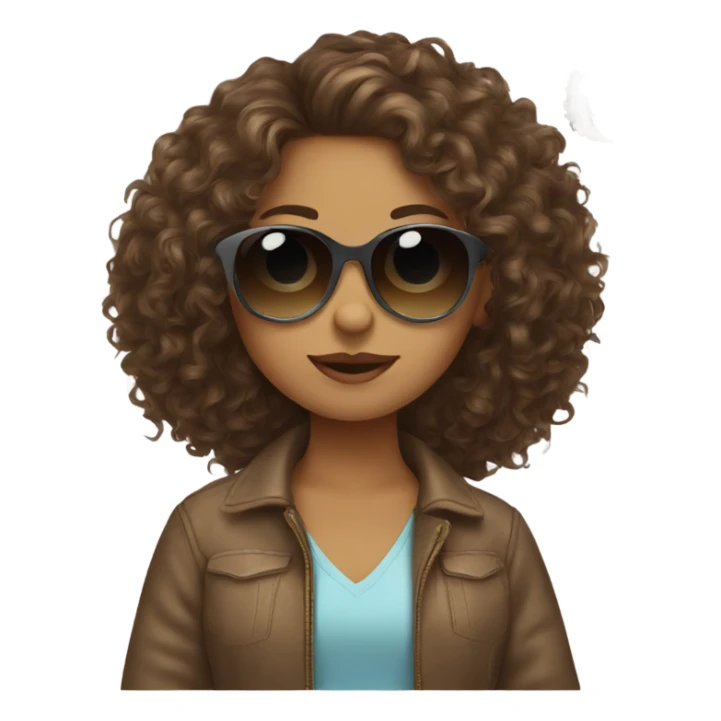 brown curly hair girl with sunglasses sticker