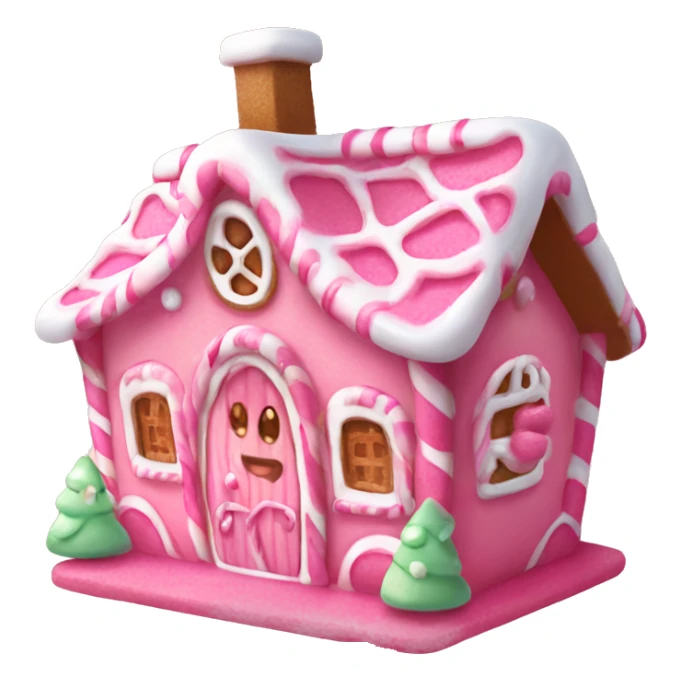 kawaii pink gingerbread house animated smiling cutie  sticker