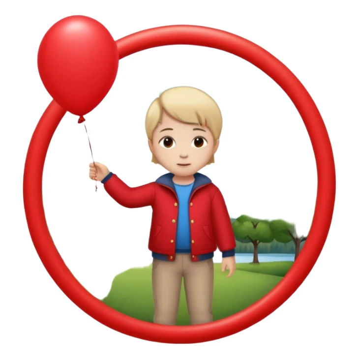 Child + balloon, Park Visitor, with park background, cicrle style frame. sticker