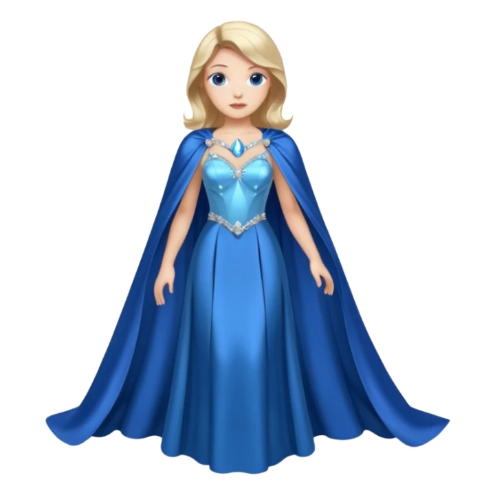 A blue satin dress with crystal bodice and flowing cape.




























 sticker