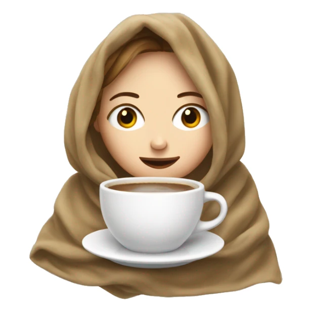 A white girl inside a blanket sipping coffee eyes closed sticker