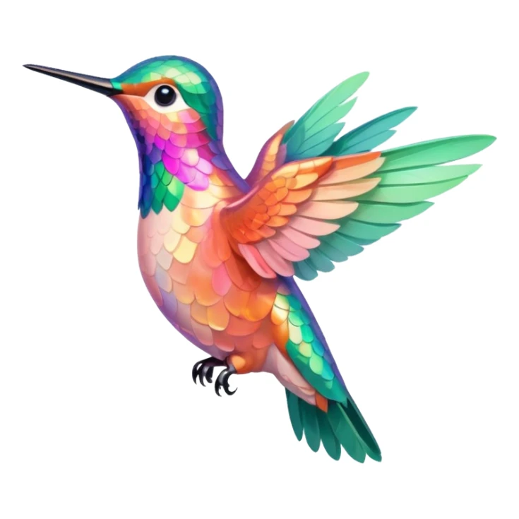 peach pink and mint humming bird, warm colours  sticker