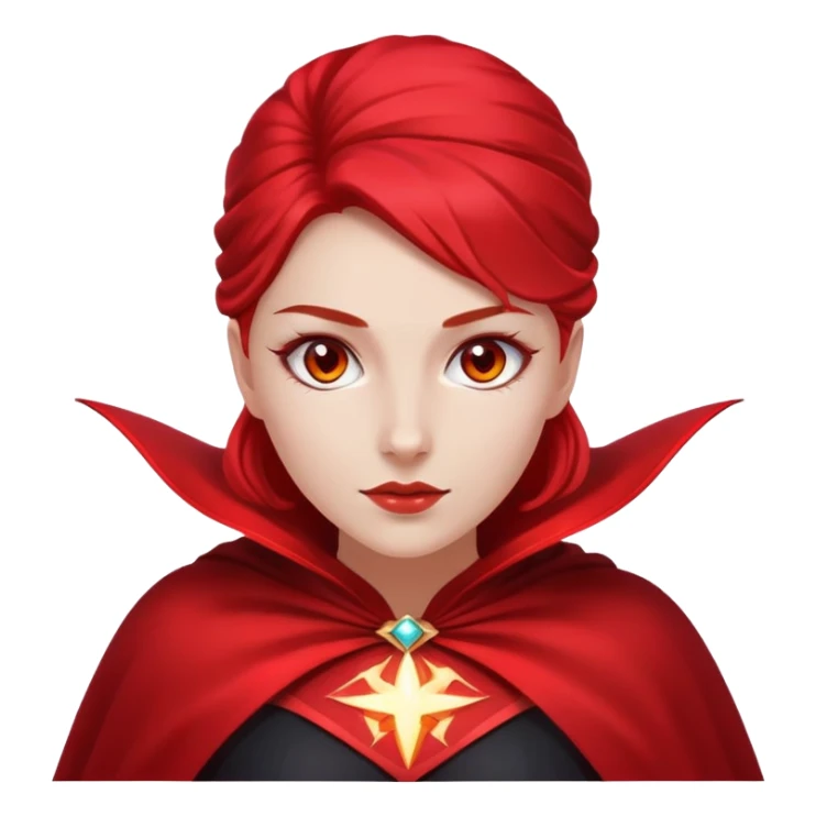 woman with red magic energy powers wearing red headpiece and cape sticker