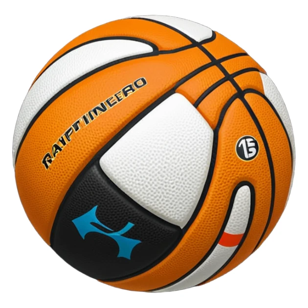 Crea un balón de basket negro con rayas blancas sticker