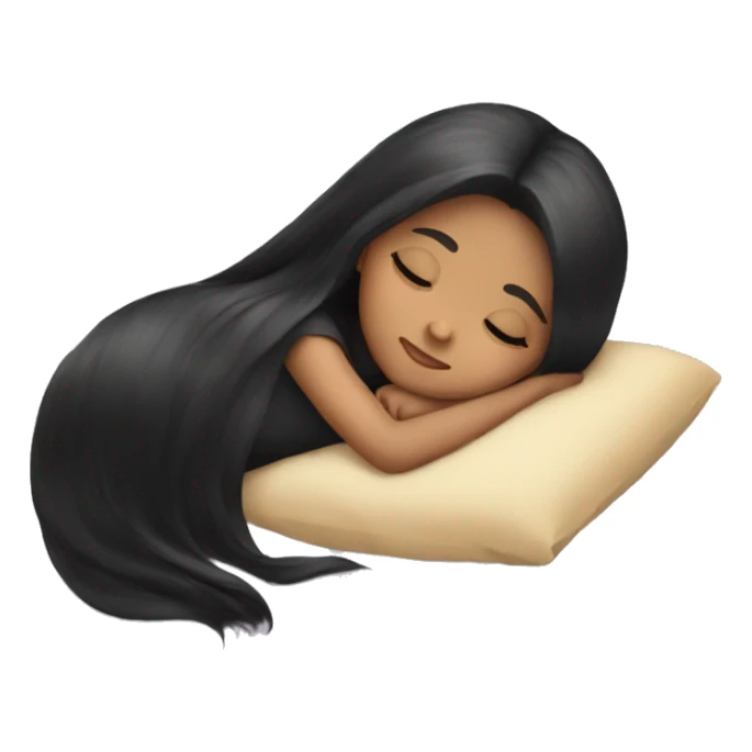 Sleeping little girl with long black hair sticker