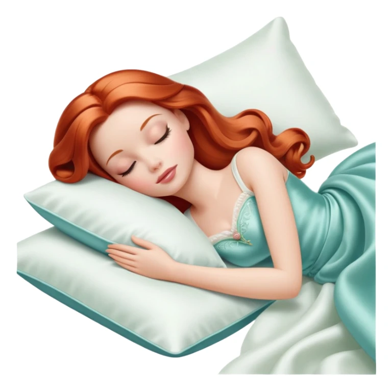 sleeping beauty The redhead white girl Barbie with a silk pillow sticker
