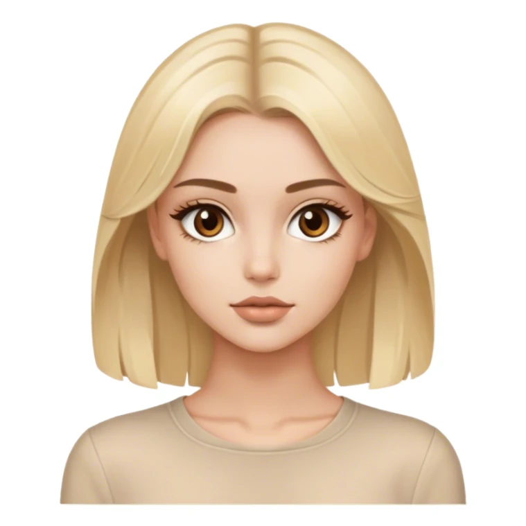 Luxury aesthetic blonde model with brown eyes, beige outfit sticker