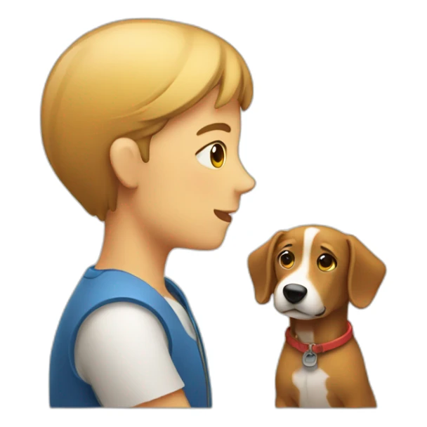 Person looking at a dog sticker