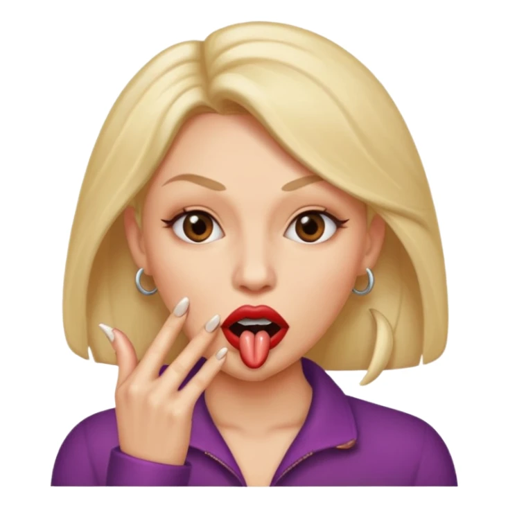 Big lips long nails bestie circle head biting her 1 nail sticker