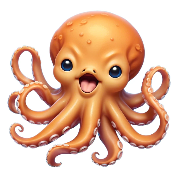 Cinematic Cute Yawning Octopus Portrait Emoji, Head tilted slightly with a dramatic, wide-open yawn, showcasing a plump, light orange body decorated with delicate blue rings and loosely draped arms with sleepy, half-closed eyes, Simplified yet irresistibly adorable features, highly detailed, glowing with a soft, cozy underwater glow, high shine, relaxed yet expressive, stylized with a hint of whimsical aquatic charm, soft glowing outline, capturing the essence of a drowsy yet affectionate octopus that appears ready to stretch and yawn its way out of the screen! sticker