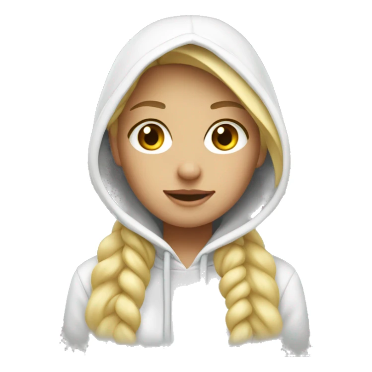 a blonde girl wearing a white hoodie  sticker
