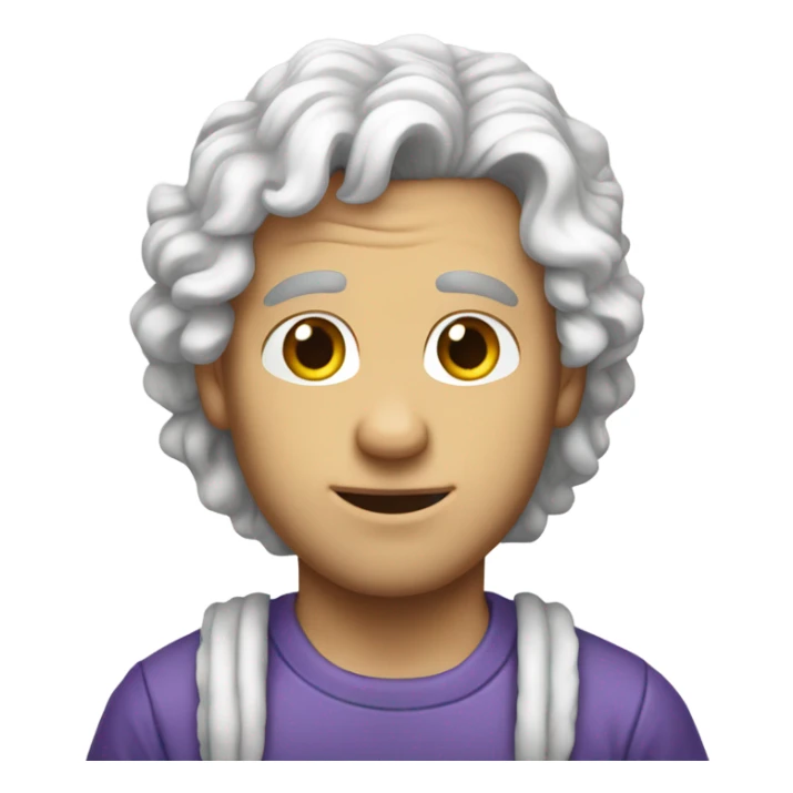 White guy with white curly hair and tied dye shirt sticker