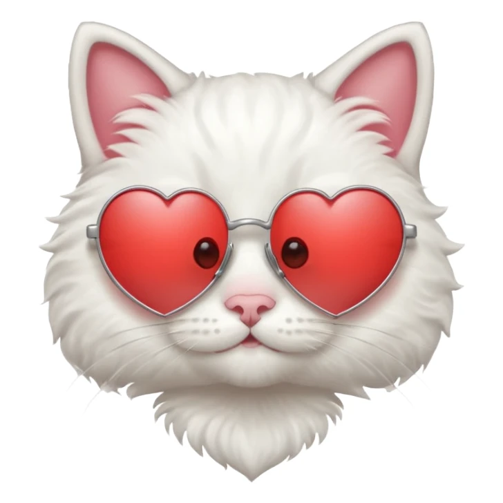 a cute white cat wearing heart sunglasses while smilling sticker