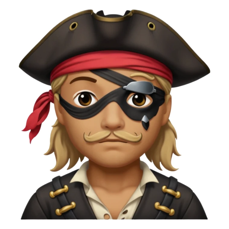 pirate with black eyepatch covering one eye and with only one ye sticker