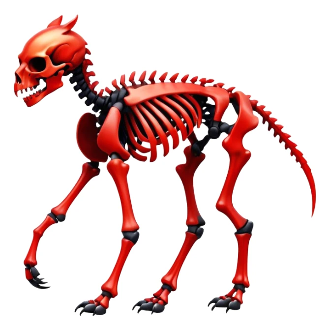 A black and red gradient epic shiny cool edgy skeletal animal, full body sticker