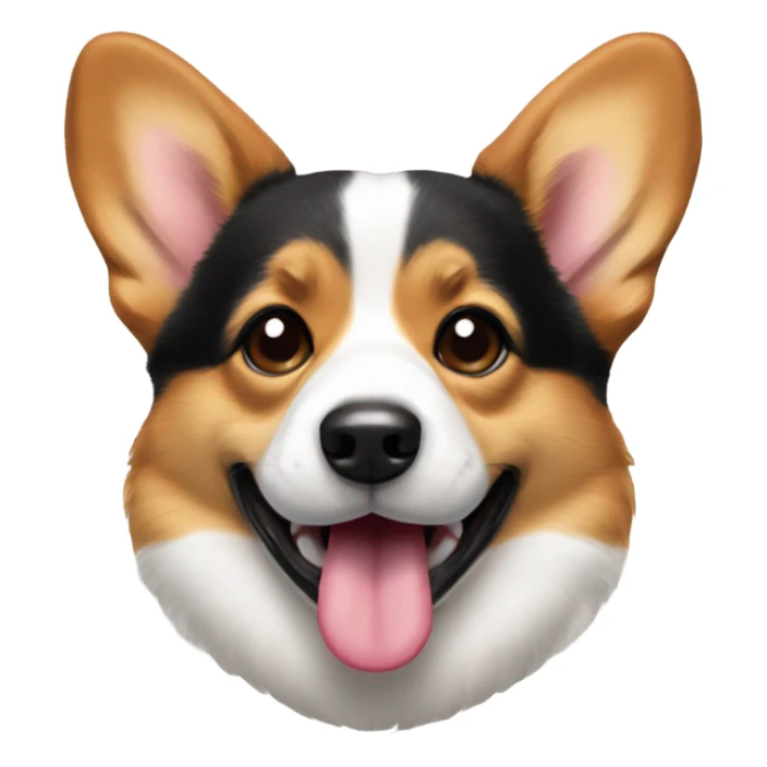 Tri-colored Corgi with tongue out and a little black near temples sticker