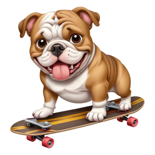 english bull dog on skateboard  sticker