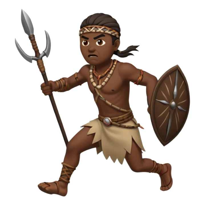 an angry tribal man holding a spear and running left sticker