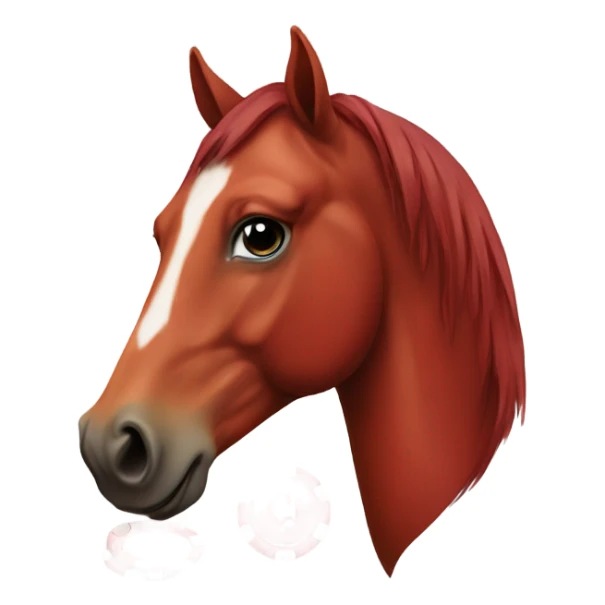 Red horse head with poker chip  sticker