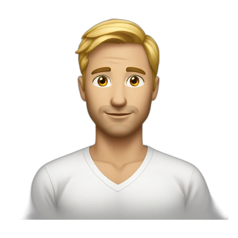 white man wearing long v neck t shirt sticker