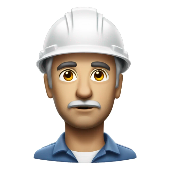 photorealistic Soviet serious man wearing a construction helmet sticker