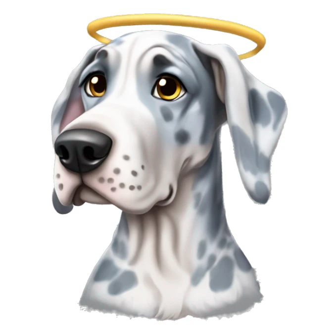 Blue Merle Great Dane wearing a angel costume  sticker